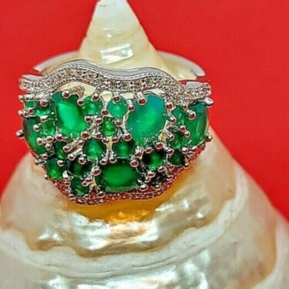 925 Sterling Silver Ring with Natural Green Agate - Picture 8 of 9